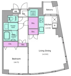 レジディアタワー乃木坂【16階】の間取り