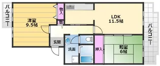 フレール鶴山台101棟【1階】の間取り