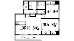 CRYSTA荒牧【3階】の間取り