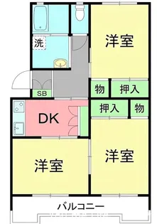 汲沢西団地1号棟【3階】の間取り
