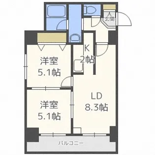 ラクラス札幌北7条【9階】の間取り