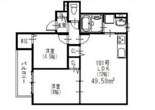 クリエオーレ三井南町【2階】の間取り