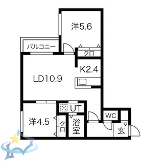 ブランシャール北3条通【3階】の間取り