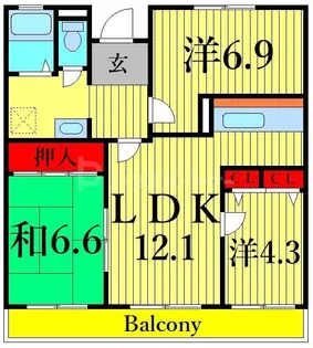 エルナス江戸川【3階】の間取り