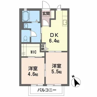 グランディアス壱番館【2階】の間取り