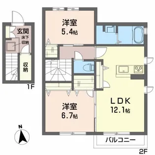 グリーンメゾンニュー大橋B【2階】の間取り