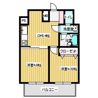 ロマネスク松原【5階】の間取り