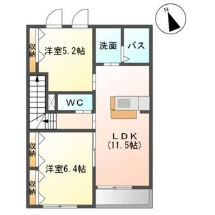 エルシャトーII【2階】の間取り