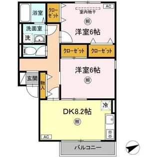 ディアコート B棟【2階】の間取り