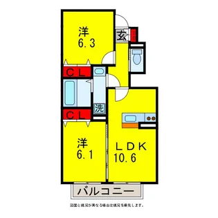 ゴルフォ・デ・コリナB【1階】の間取り