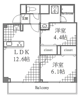 ライジングプレイス両国三番館【6階】の間取り