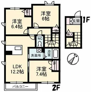メゾン・ド・プルメリアI【2階】の間取り