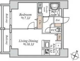 ドゥーエ千駄木【8階】の間取り