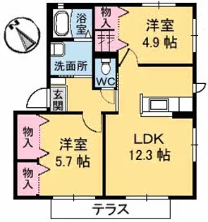 徳島県鳴門市鳴門町三ツ石字南大手【アパート】の間取り
