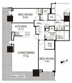 ザ・パークハウス晴海タワーズティアロレジデンス【36階】の間取り