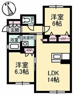シャーメゾン新保 B棟【1階】の間取り