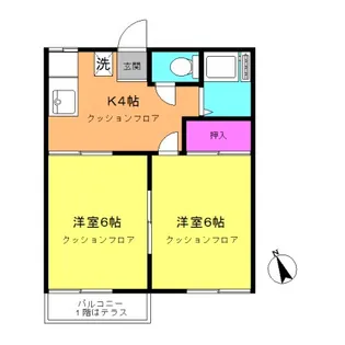 スカイハイツ若草台B【1階】の間取り