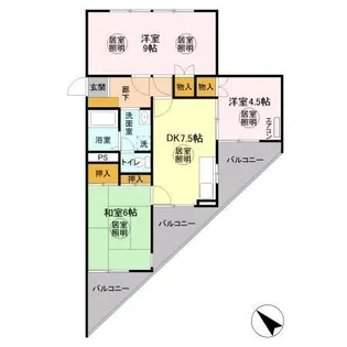 コモンシティハイツA【1階】の間取り