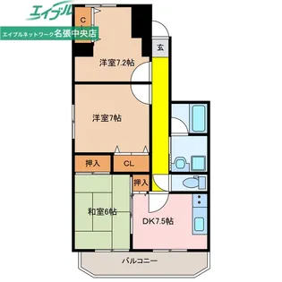 キャッスル桜ヶ丘【2階】の間取り