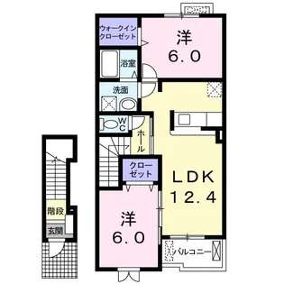 カーサ・エテルノB【2階】の間取り