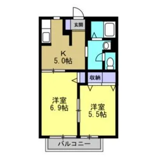 グリーンハイツ浜尾B【1階】の間取り