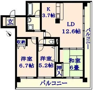クイーンズパレス土橋【2階】の間取り