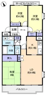 パークヒル飯山満3棟【2階】の間取り