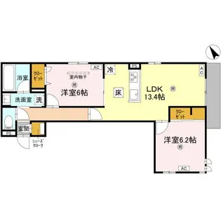 大阪府大阪市住吉区我孫子2【アパート】の間取り