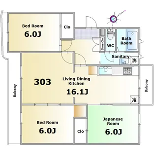 西千葉サンハイツ4号棟【3階】の間取り