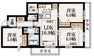 牟礼アパートメント【1階】の間取り