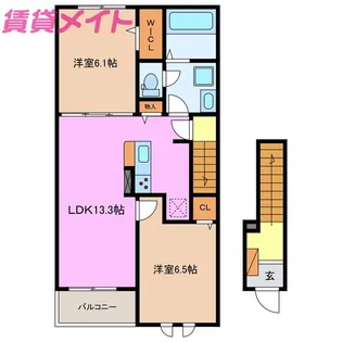 ベルメゾン シャトン II【2階】の間取り