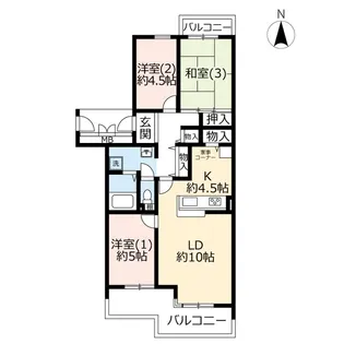 URかわつるグリーンタウン松ヶ丘【2階】の間取り