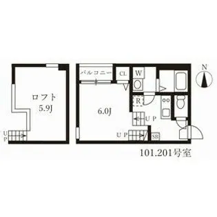 愛知県名古屋市中川区愛知町【アパート】の間取り
