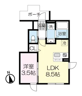 カーサグラシア中江【1階】の間取り