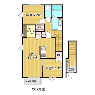 仮称)鶴ケ谷アパート【2階】の間取り