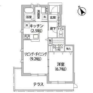 ルフレ用賀B棟【1階】の間取り
