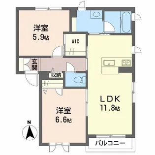 プロヌーブ南田宮B【2階】の間取り