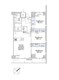クラシアム神奈川台場【7階】の間取り