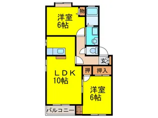 サンライズ板付A【2階】の間取り