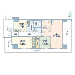 コスモ三鷹ロイヤルフォルム【11階】の間取り