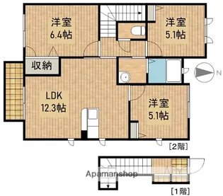 サンハイム北島B【2階】の間取り