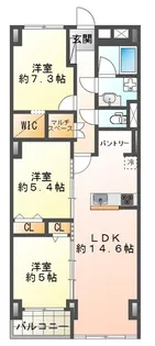 シャレー北野【3階】の間取り
