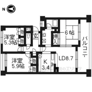 パインフィールド洛西【3階】の間取り