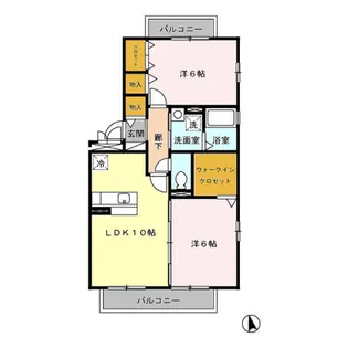ベルジュノー是政【2階】の間取り