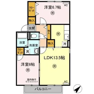 ヴィラ西福原 C棟【2階】の間取り