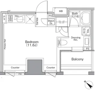 ザ・パークハビオSOHO横浜関内【7階】の間取り