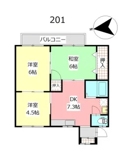 ダイヤモンドハイツ【2階】の間取り