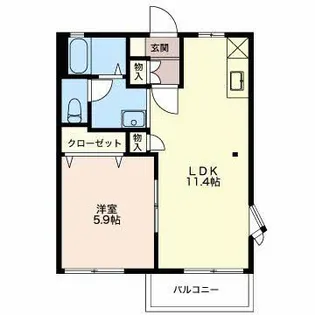 ラフォーレMINE B【1階】の間取り