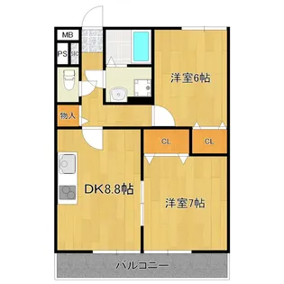 ヴィルヌーブ【3階】の間取り