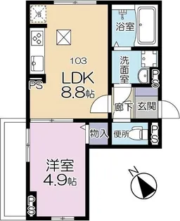 東京都世田谷区若林3【アパート】の間取り